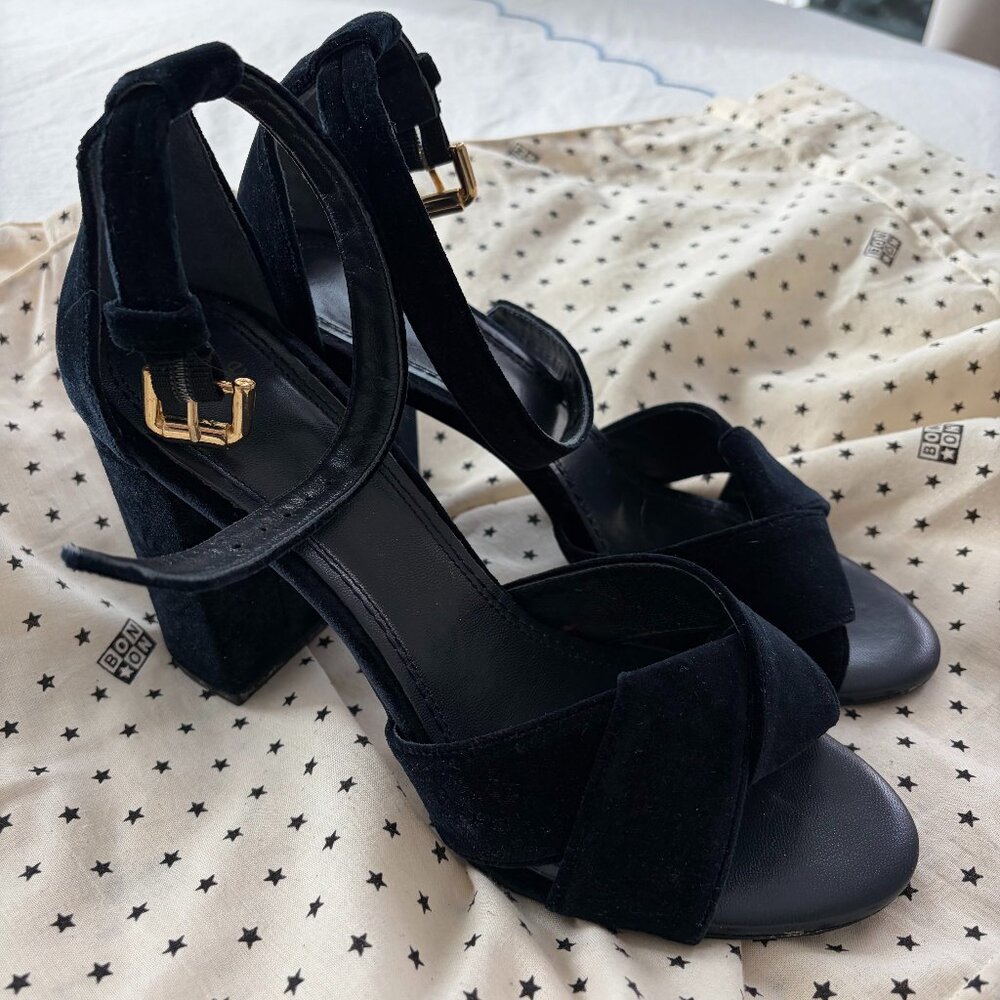 MAJE suede heels navy blue